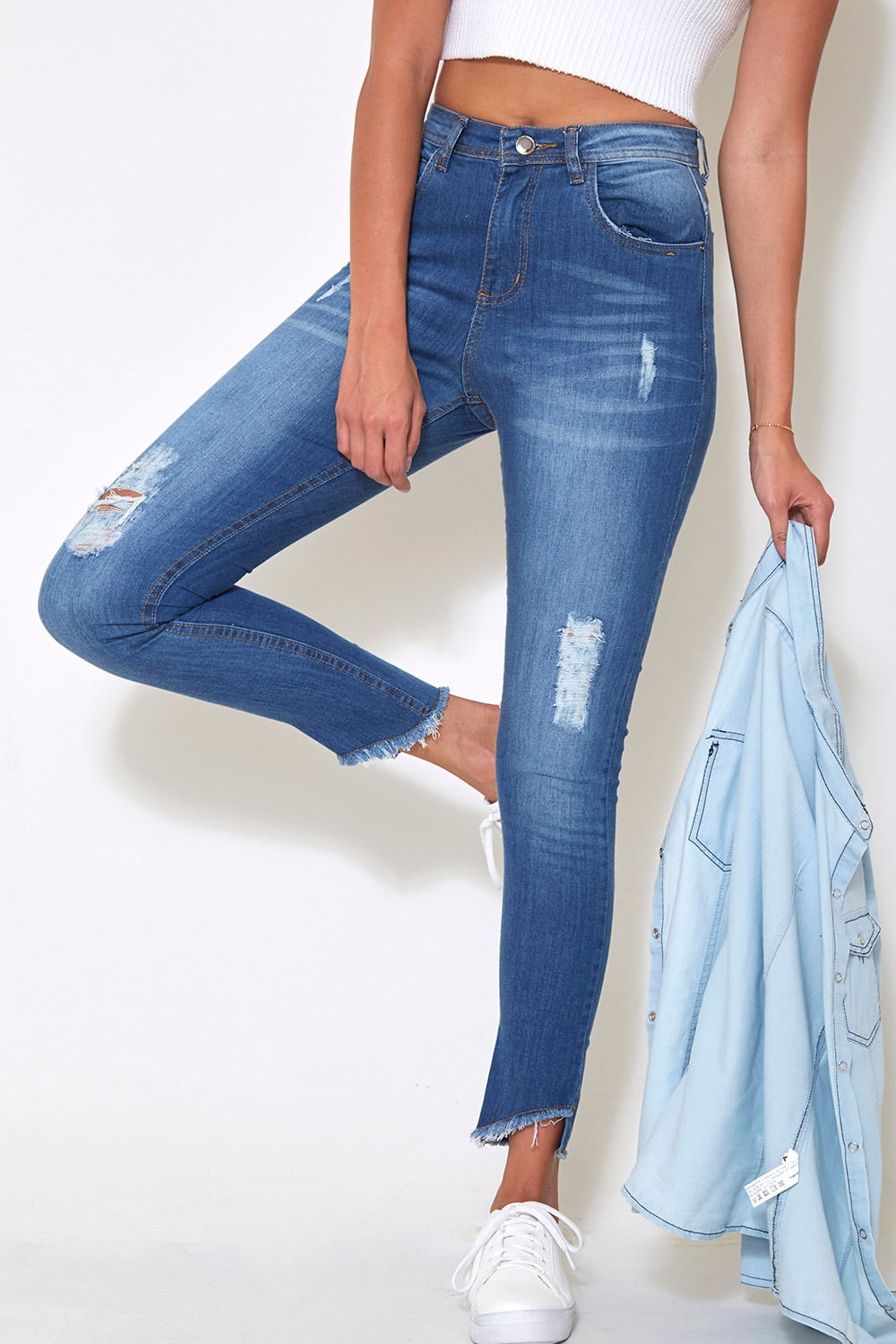 Calça Jeans Skinny Efeito Amassado