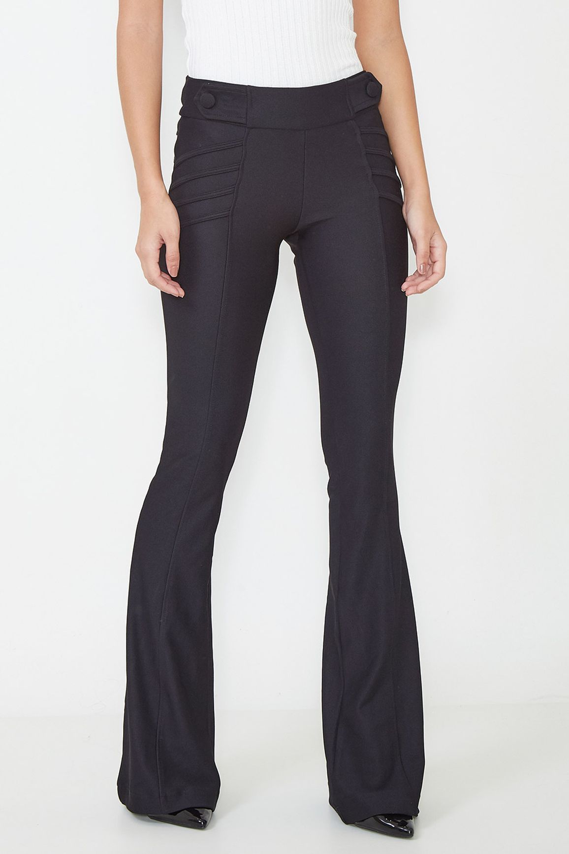 calça flare jeans aquamar