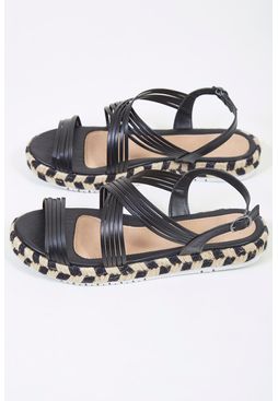 sandália flatform palha