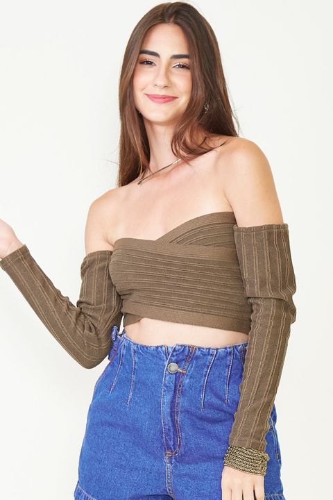 cropped tricot ombro a ombro