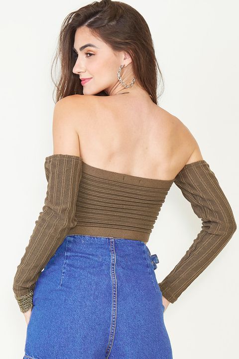 cropped tricot ombro a ombro